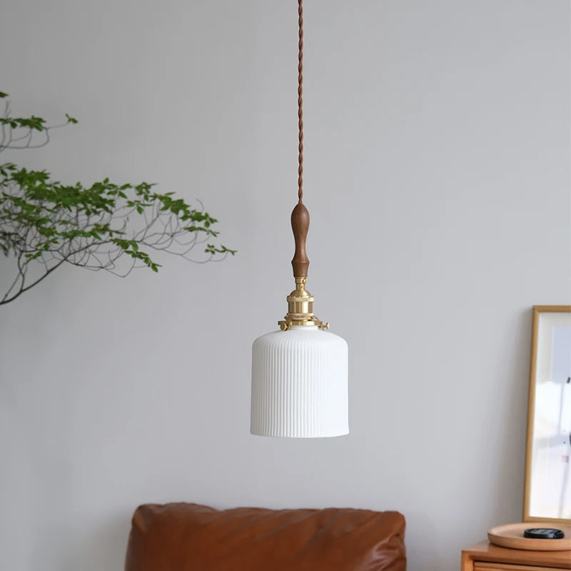 Japanese ceramic LED pendant light for kitchen and restaurant - vue 4 sur 11
