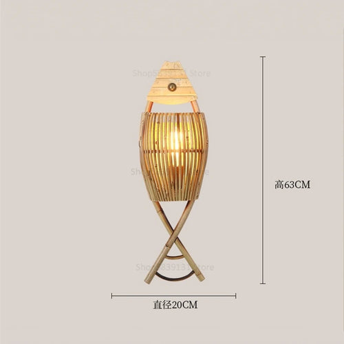 Retro decorative woven bamboo fish wall light for café and hotel - vue 9 sur 8