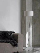 Modern minimalist floor lamp with retro fabric shade