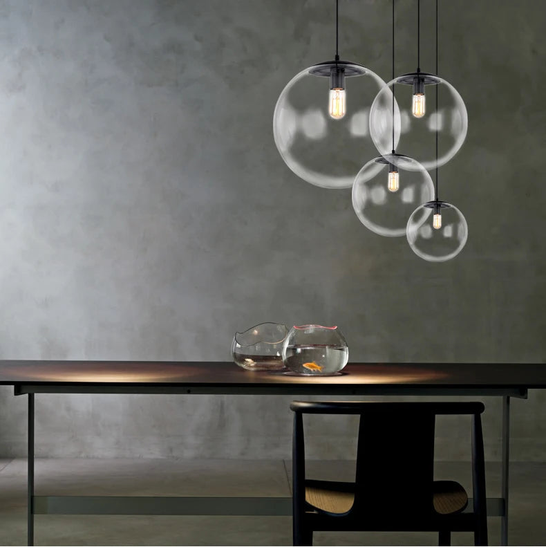 Minimalist nordic modern glass ball pendant light - vue 3 sur 5