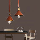 Modern leather chandelier with pendant light and crystal glass