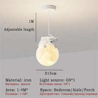 Modern children's bedroom minimalist little bear LED pendant light