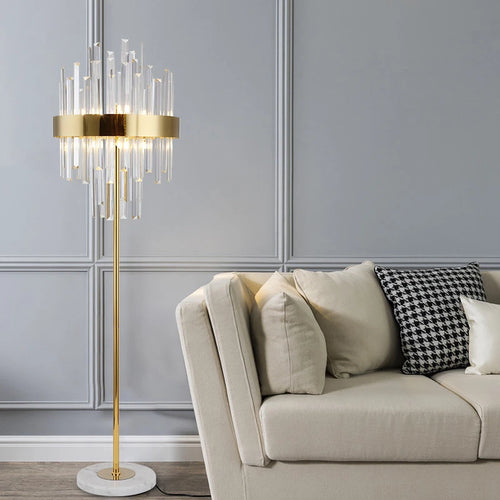 Post-modern nordic luxury gold crystal LED floor lamp - vue 2 sur 17