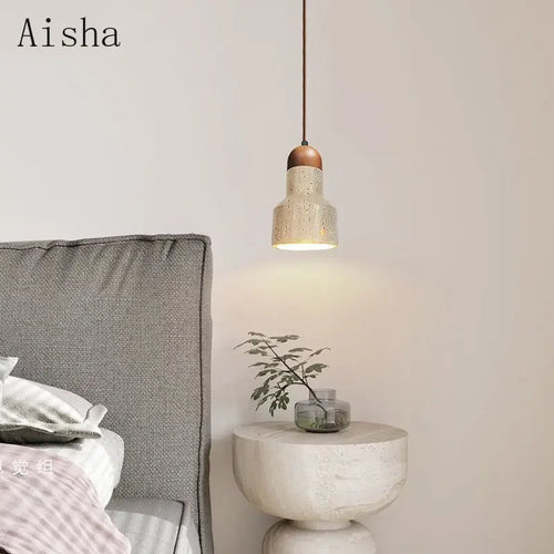 Retro stone pendant light for elegant interiors - vue 4 sur 7