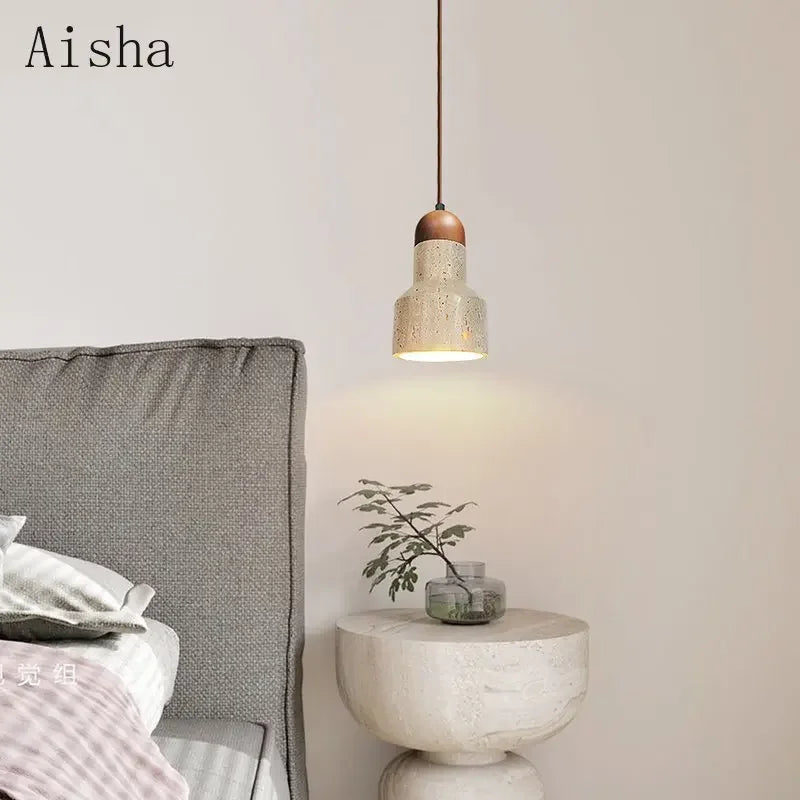 Retro stone pendant light for elegant interiors - vue 3 sur 7