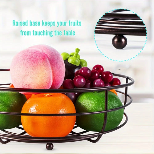 Two-tier fruit basket with metal banana holder - vue 7 sur 7