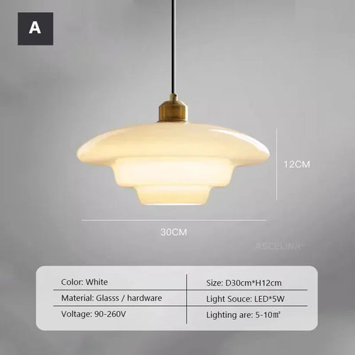 Modern Nordic style milk glass decorative pendant light