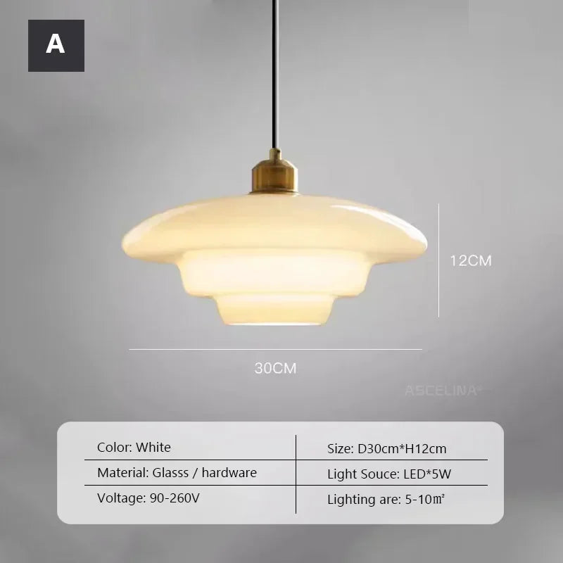 Modern Nordic style milk glass decorative pendant light