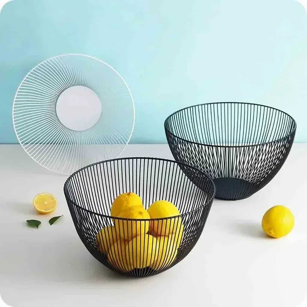 Metal storage basket for fruit and bread