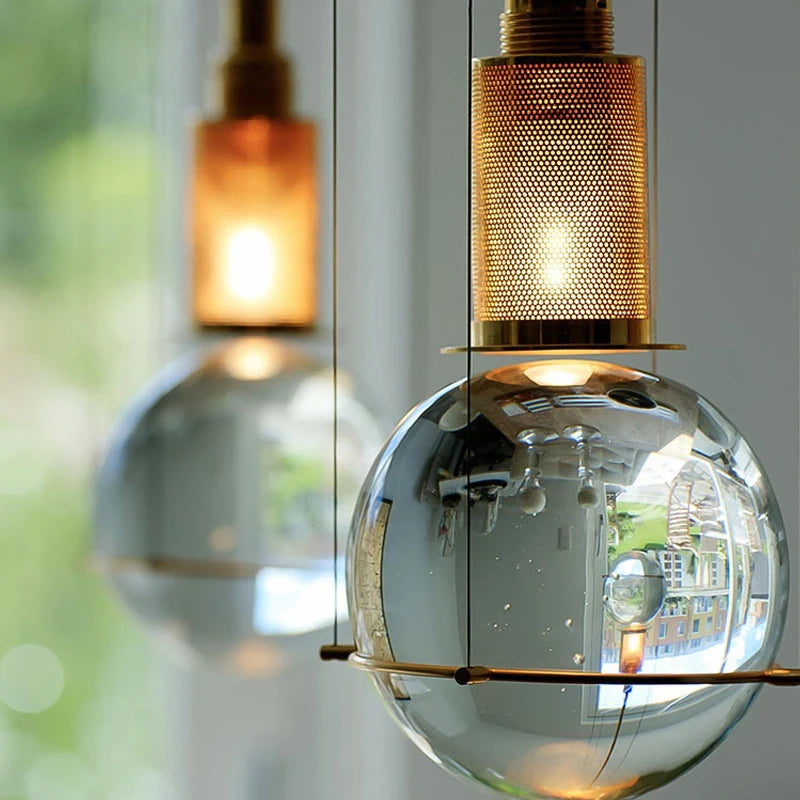 Modern Nordic style crystal ball pendant light for interior decoration