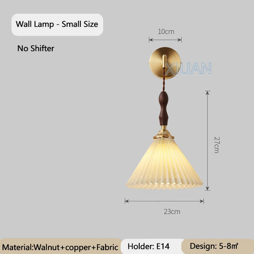 Japanese vintage chandelier with pleated walnut lampshade - vue 9 sur 12