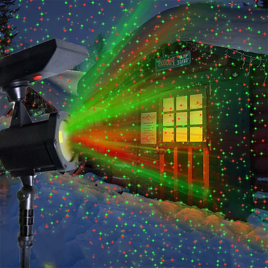 Bright solar projector for outdoor Christmas decorations