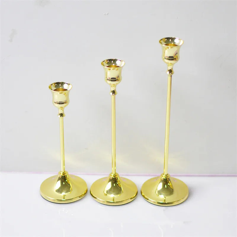 Brass gold candlestick holders kit for festive decor and weddings - vue 9 sur 11
