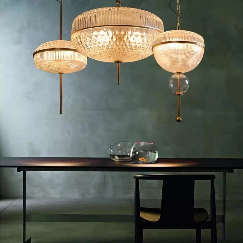 Creative champagne glass and gold metal pendant light 3000k - vue 3 sur 10