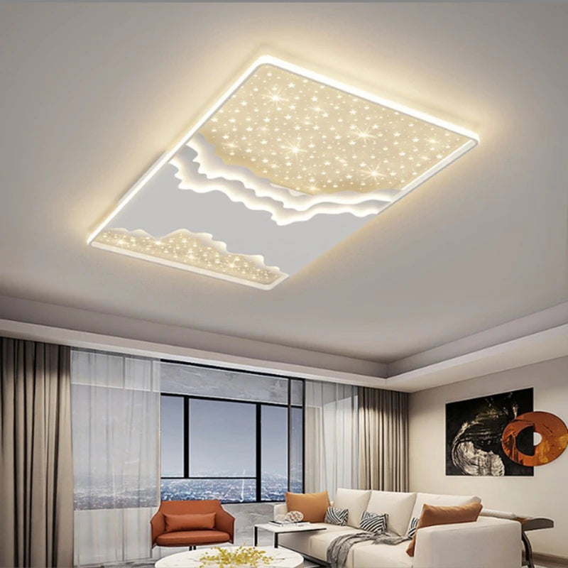 Luxury modern smart LED ceiling light starry sky chandelier for living room and bedroom