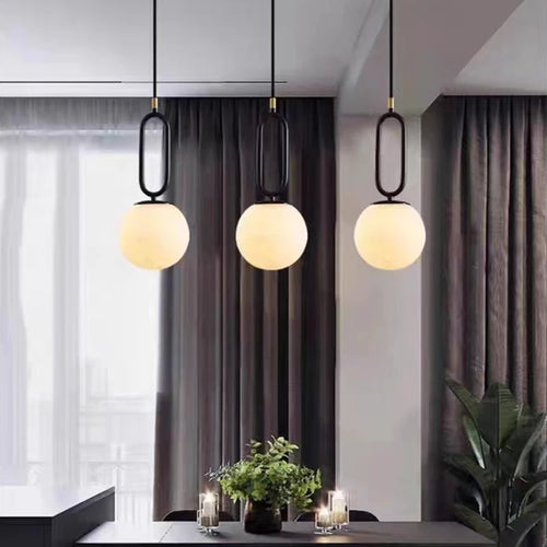 suspension led en laiton et marbre pour décoration intérieure - vue 4 sur 8
