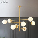 Modern nordic glass and copper chandelier