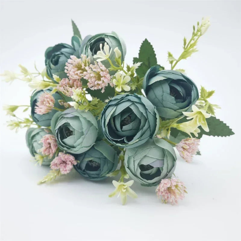 Silk rose bouquet artificial garden decoration flowers - vue 9 sur 12