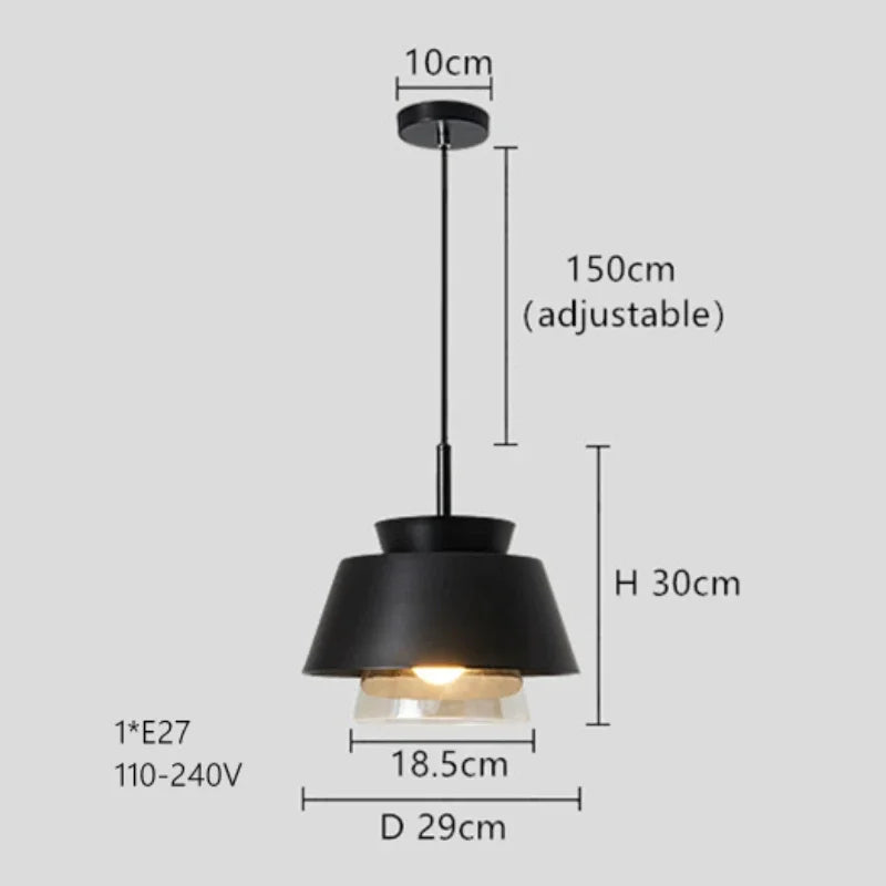 Nordic style glass and iron pendant light for decorative interiors - vue 6 sur 13