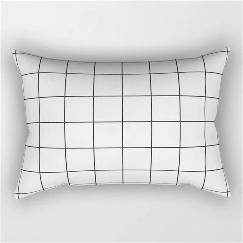 Geometric rainbow and botanical pattern cushion cover