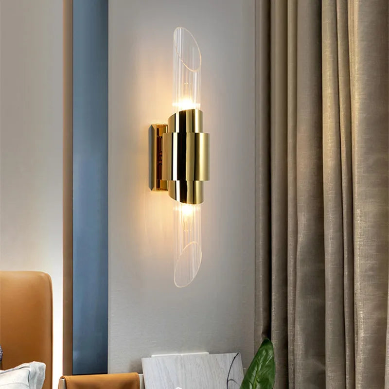 Modern gold chrome wall light - vue 4 sur 8