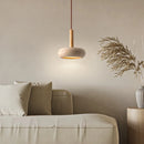 Travertine LED chandelier with natural stone pendant