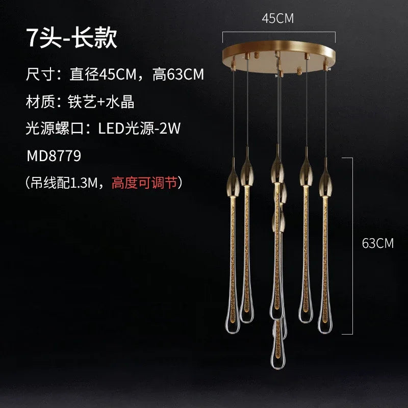Elegant glass water droplet design pendant light - vue 11 sur 12