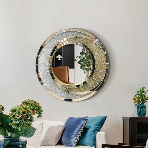 luxury round hanging mirror for home decor - vue 3 sur 6