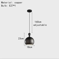 Vintage copper pendant light with adjustable height