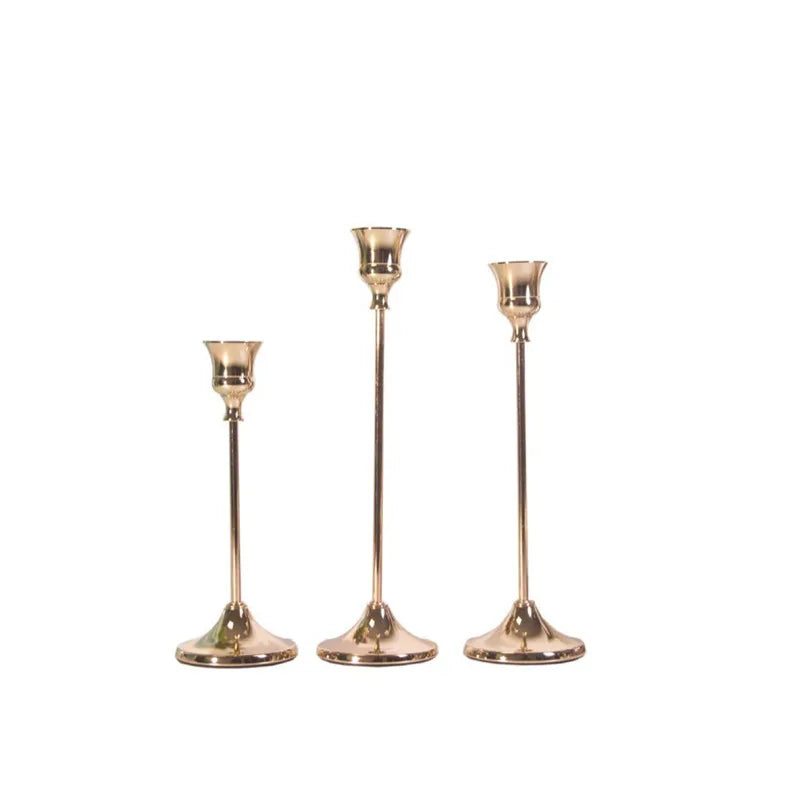 Brass gold candlestick holders kit for festive decor and weddings - vue 11 sur 11