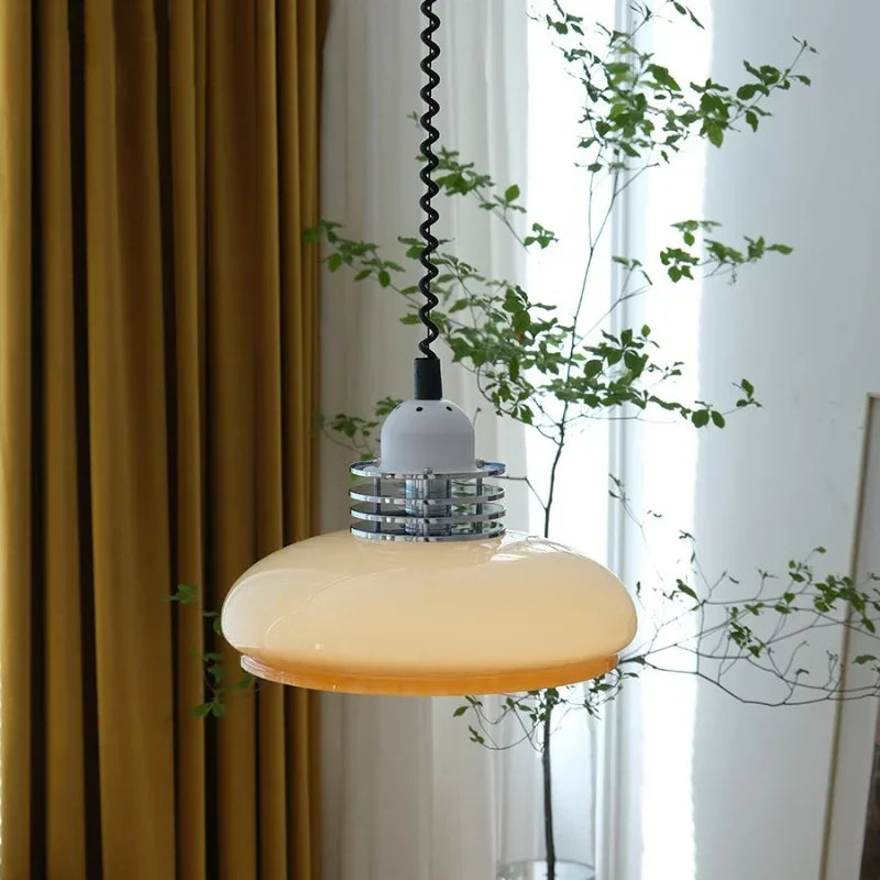 Bauhaus glass pendant light medieval retro retractable chandelier