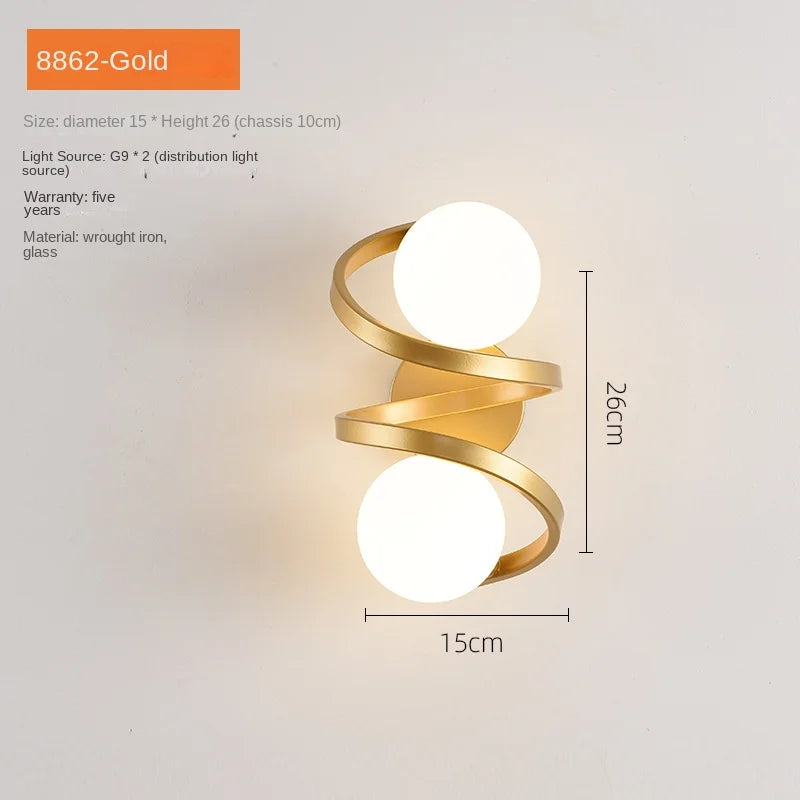 Modern glass LED wall light for loft and mirror front - vue 10 sur 10