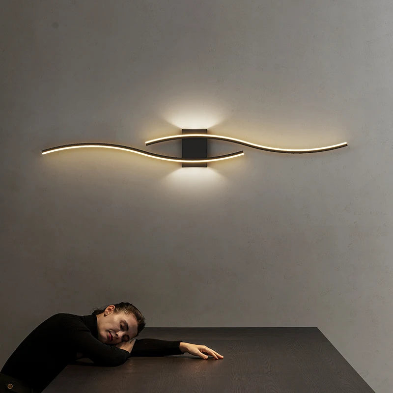 Modern minimalist designer strip wall light loft decor