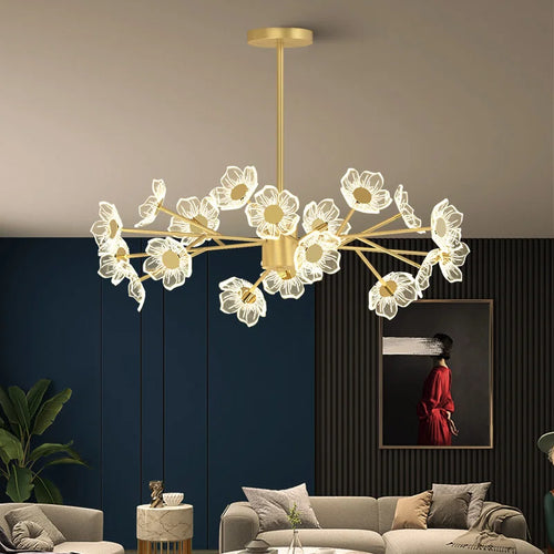 Modern floral chandelier for elegant interior decor - vue 2 sur 11