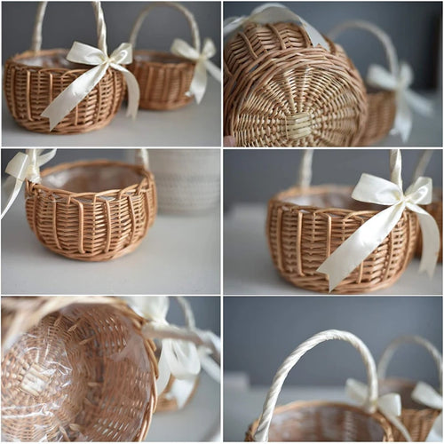 Hand-woven wedding flower basket for storage and picnics - vue 6 sur 10