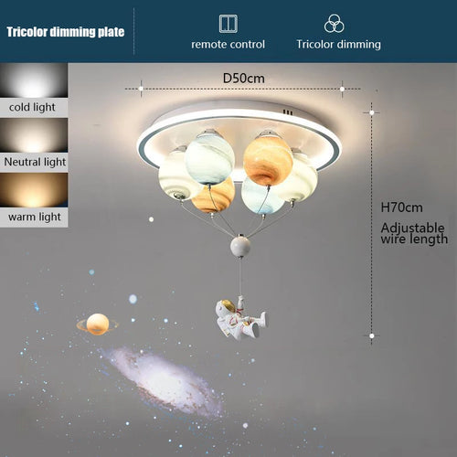 Cartoon hot air balloon and little bear ceiling light for children - vue 5 sur 8
