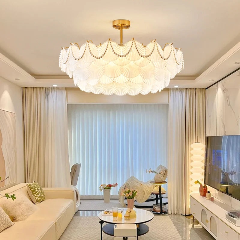 Luxury crystal shell feng shui chandelier