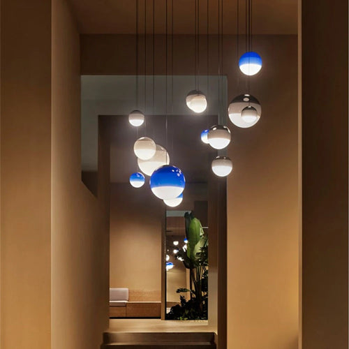 Modern gradient glass LED pendant chandelier for interiors - vue 4 sur 12