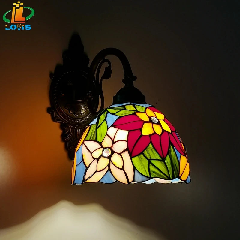 Tiffany daisy wall light classic decoration in antique alloy