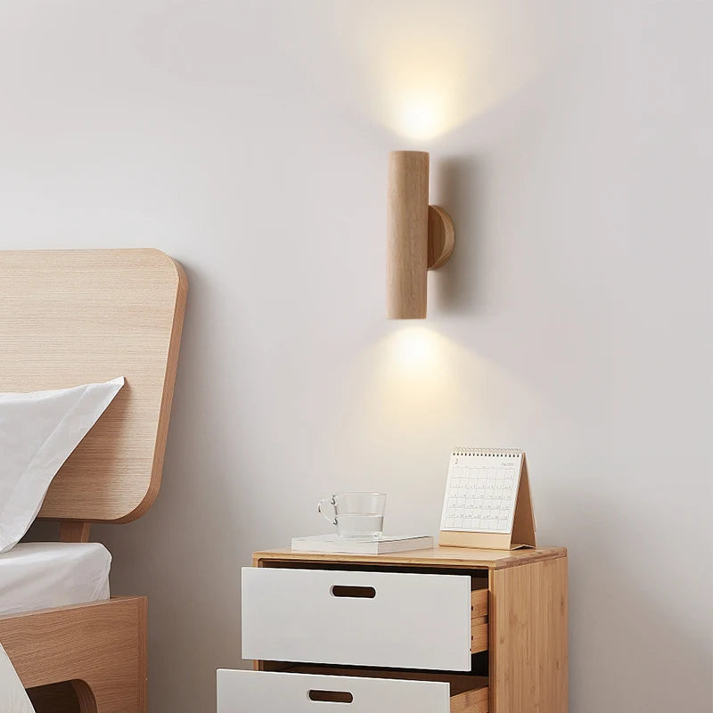 Modern wooden LED wall light for indoor and outdoor decor
