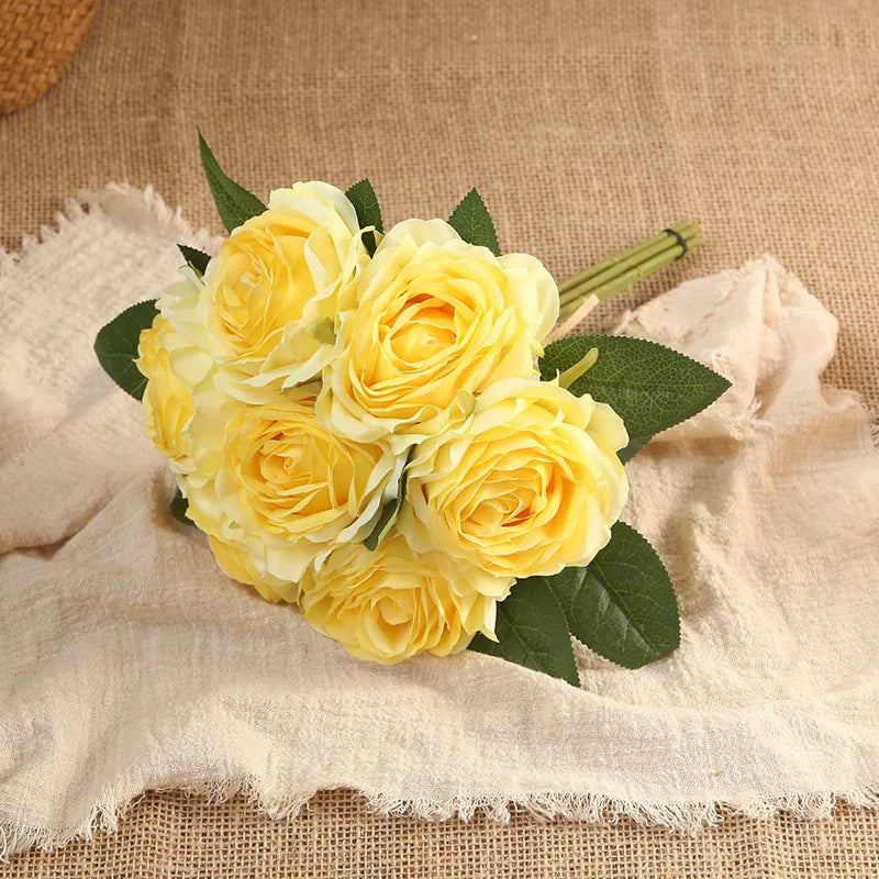 Artificial rose bouquet for indoor and outdoor decoration, faux flowers