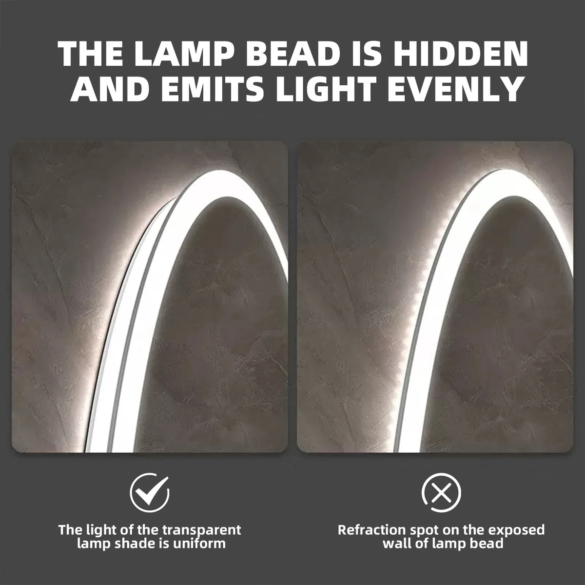 Round illuminated mirror with touch switch and anti-fog function