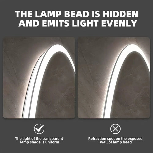 Round illuminated mirror with touch switch and anti-fog function - vue 3 sur 7