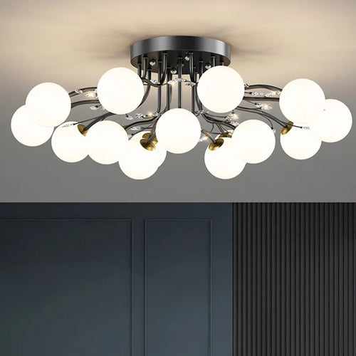 Nordic gold glass ball chandelier decorative indoor light - vue 6 sur 18