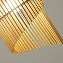 Wabi-sabi wood chandelier with suspended LED lighting