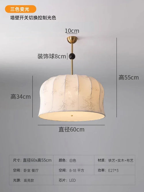 Solid wood study lamp with nanyang pattern and retro romantic chandelier - vue 11 sur 11