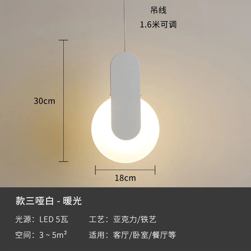 Modern geometric LED acrylic moon pendant light - vue 8 sur 24