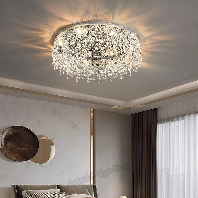 Modern metal crystal design decorative ceiling light for interiors