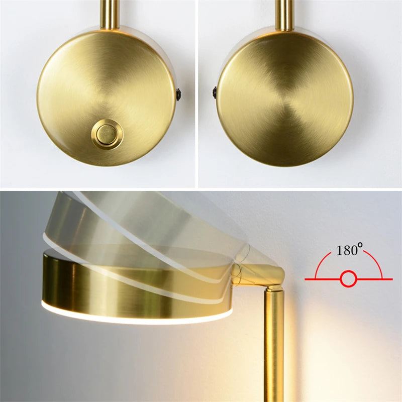 Modern LED wall light with rotary switch for home decoration - vue 3 sur 18