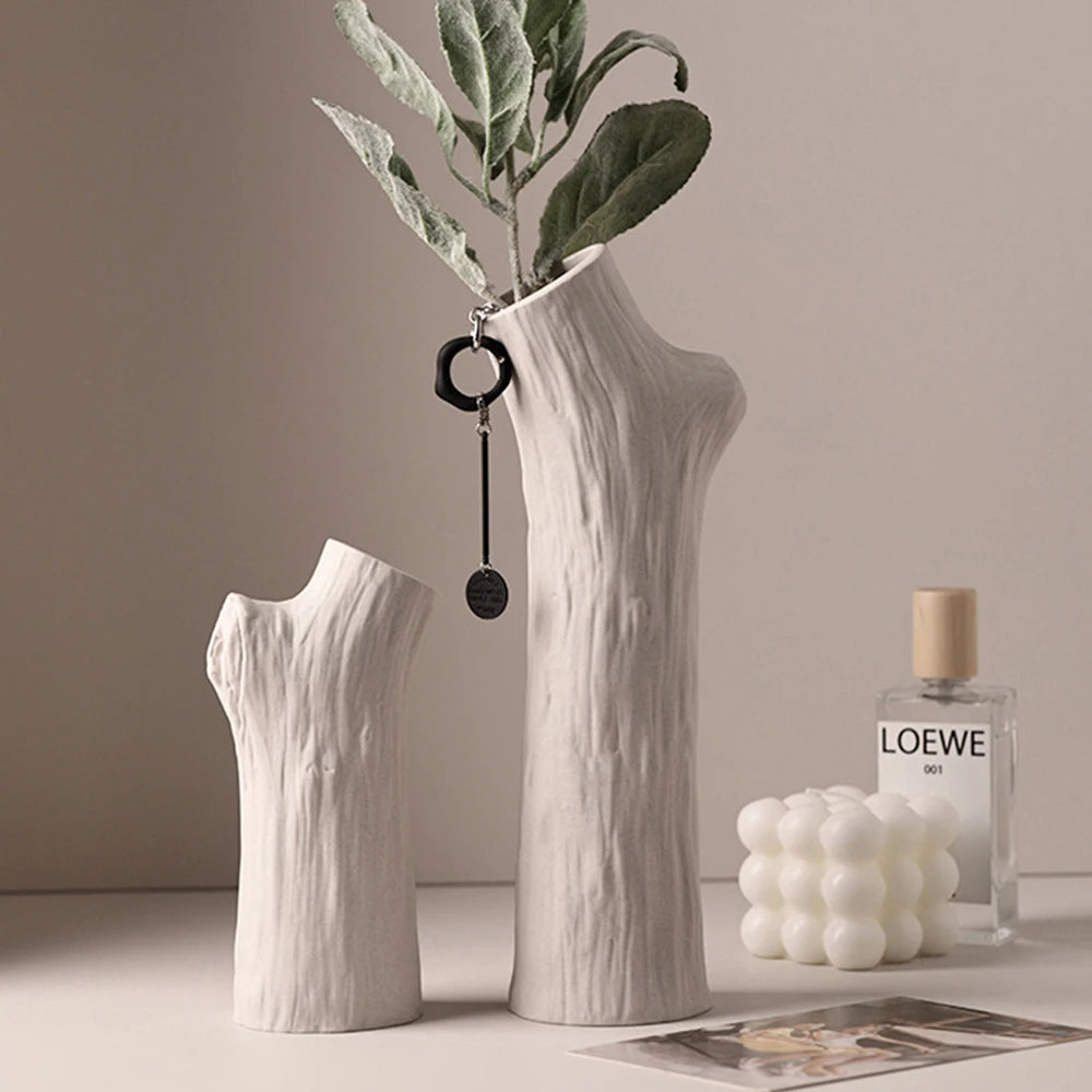 decorative ceramic tree trunk vase for flowers - vue 3 sur 11